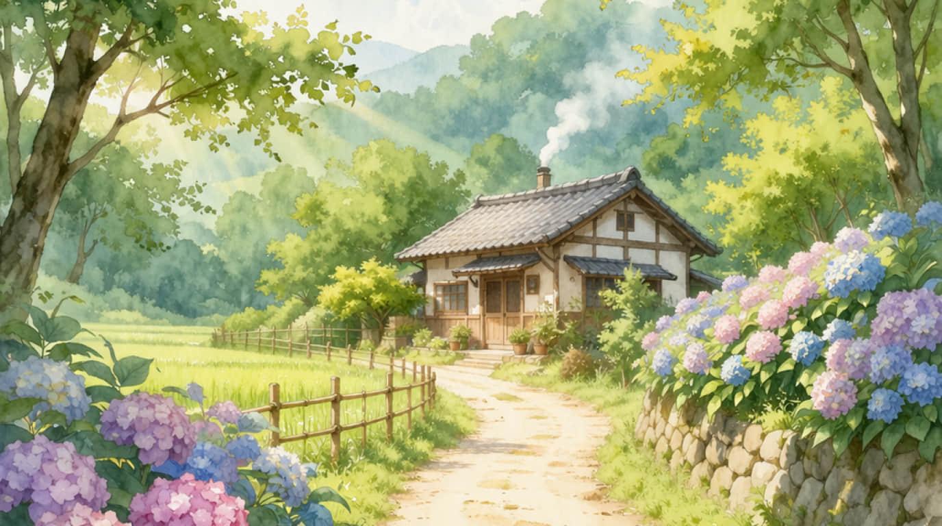 Pemandangan cat air lembut