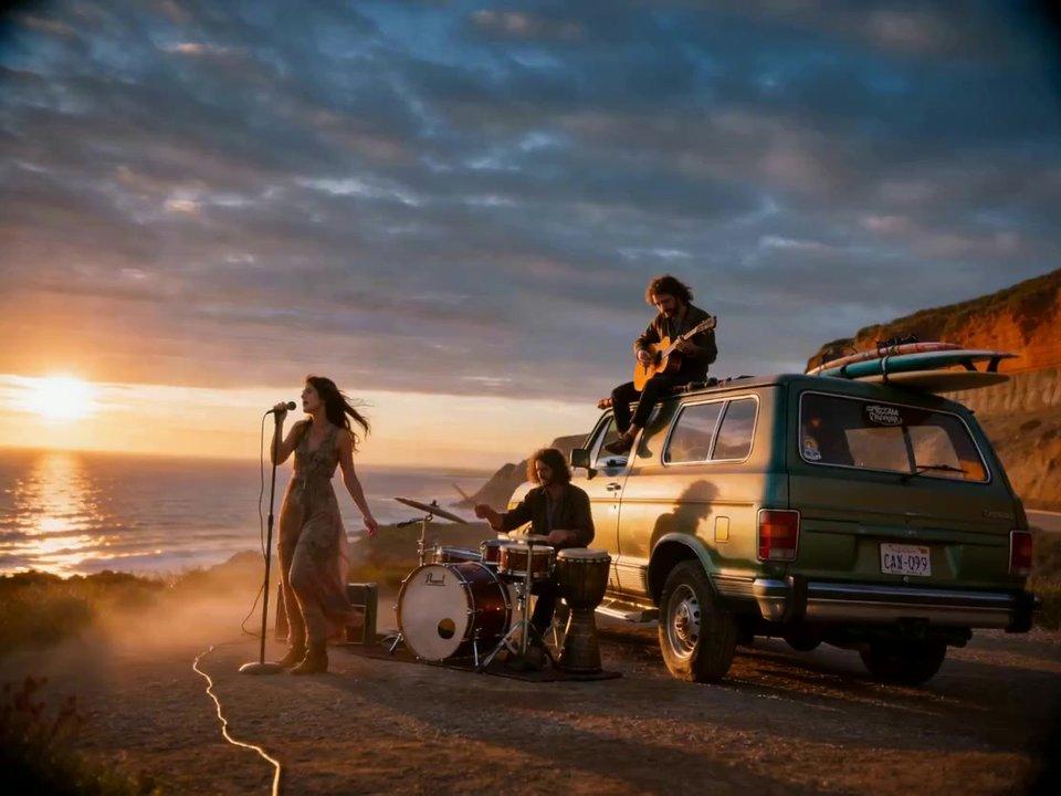 Perjalanan Jalan Matahari Terbenam Sinematik – Seedance 2.0 AI generated video example